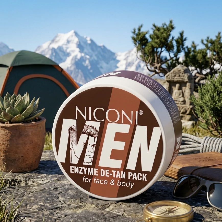 Niconi Men Enzyme De-Tan Cream | Tan Removal, Brightening & Deep Cleansing for Men