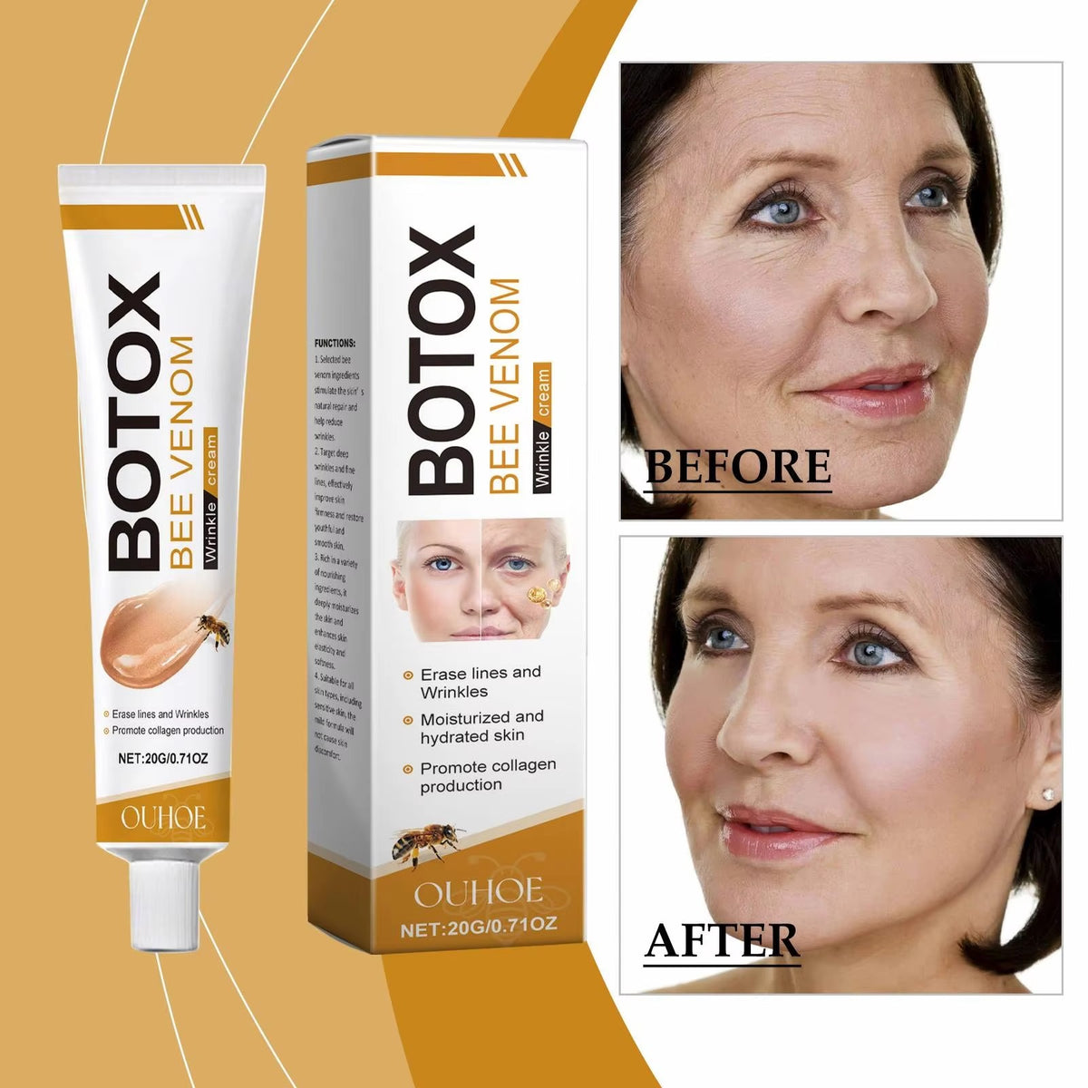 Botox Bee Venom Wrinkle Cream | Anti‑Aging Moisturizer | Collagen Boost | Reduce Wrinkles & Fine Lines 30gm