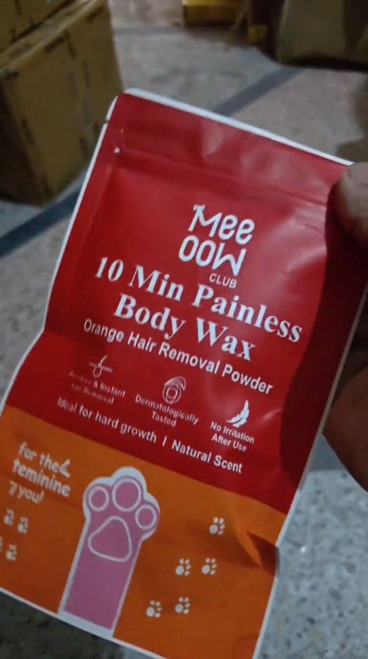 Meeoow Club 10 Min Painless Body Wax – Orange Hair Removal Powder for Smooth Skin - 100g