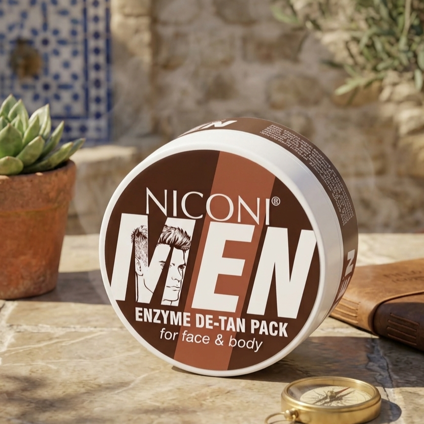 Niconi Men Enzyme De-Tan Cream | Tan Removal, Brightening & Deep Cleansing for Men
